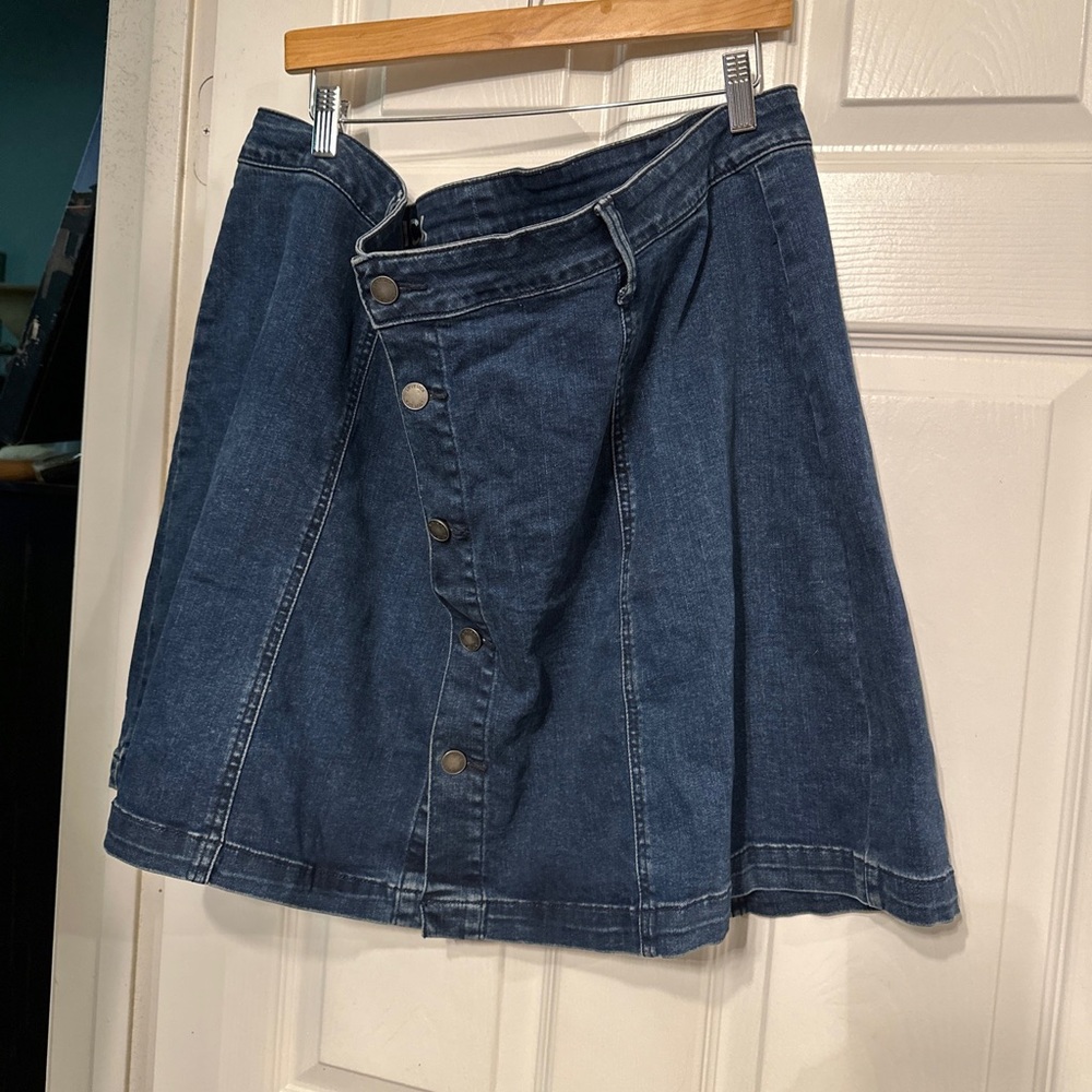 Lovesick Women Size 24 Button Front Blue Denim Mini Casual Paneled Skirt